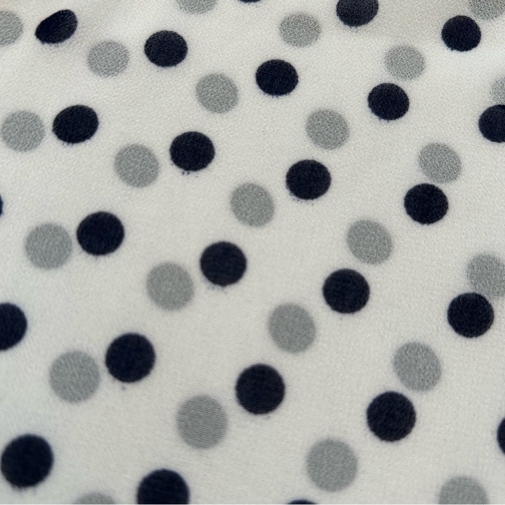 Cape Madras Sheer Polka Dot Button Up Blouse White Navy Blue Medium - Picture 10 of 10